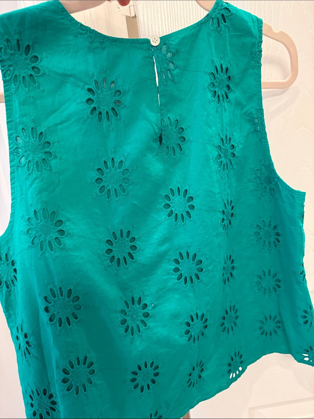 J. Crew Green Eyelet Sleeveless Cotton Top - Picture 5 of 6